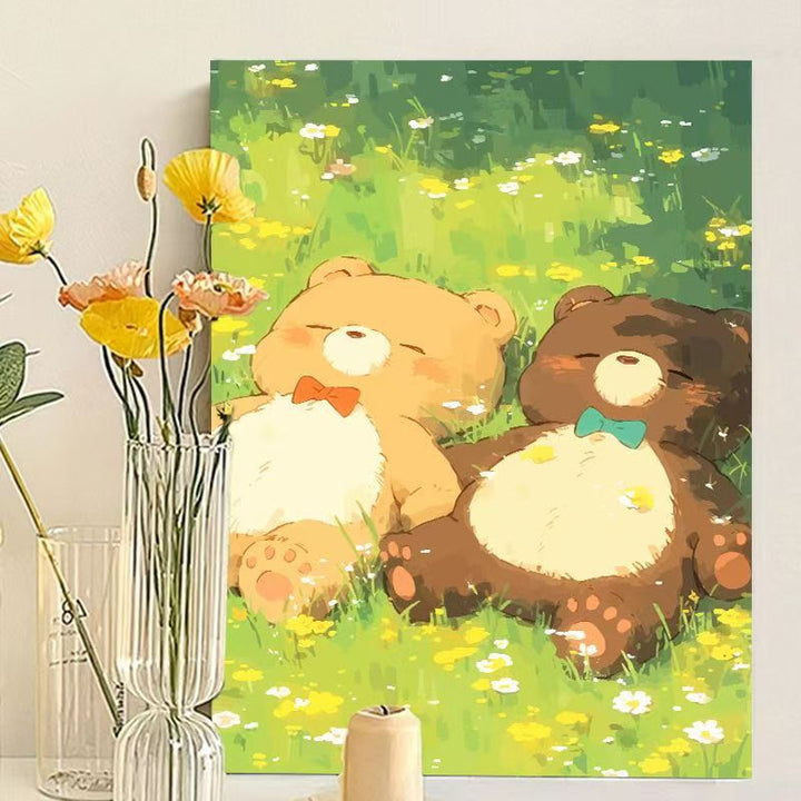 Cute Bear-Themed Art Canvas Print Bowlift