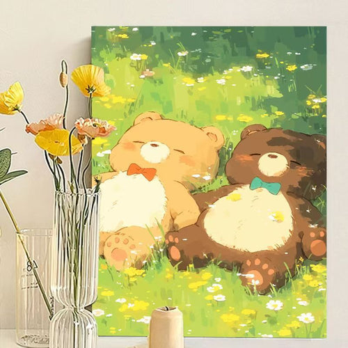 Cute Bear-Themed Art Canvas Print Bowlift