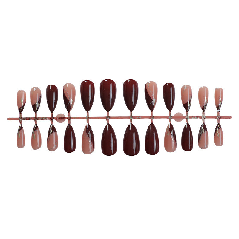Elegant Press-On Nail Set with Unique Marble and Gradient Patterns Bowlift