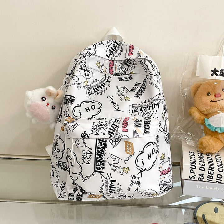 Backpack with Creative Graffiti Design Bowlift