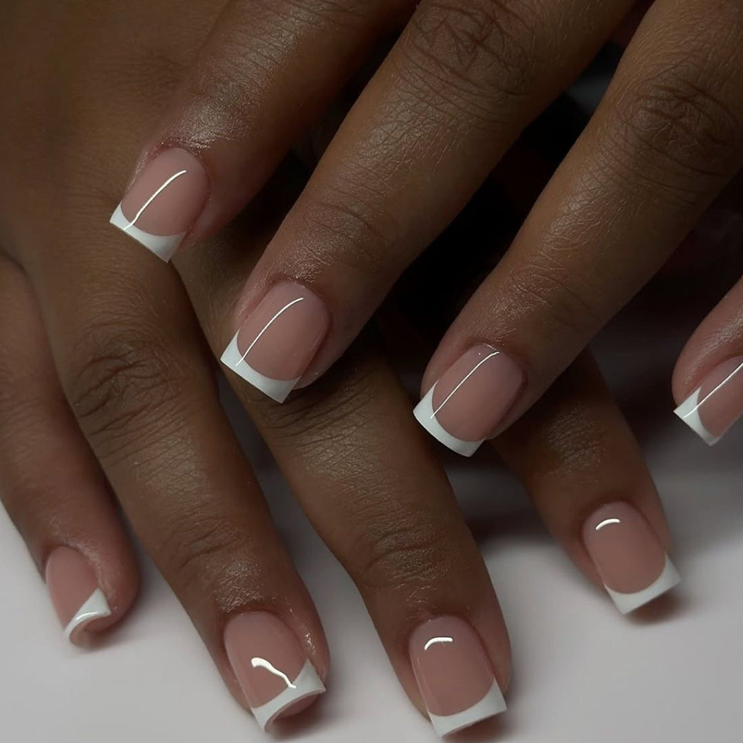 Elegant French Tip Press-On Nail Art Bowlift