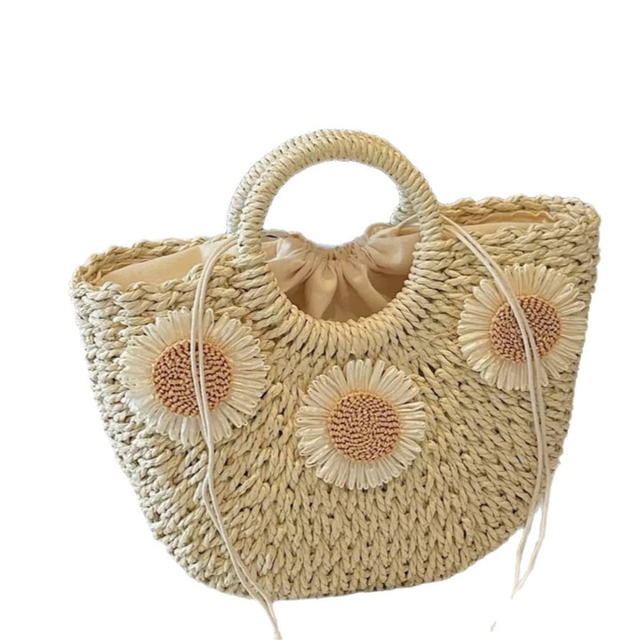 Handbag made of natural material with floral accents Bowlift
