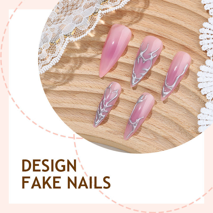 Creative Nail Art Set with Elegant Gradient and Marbled Details Bowlift