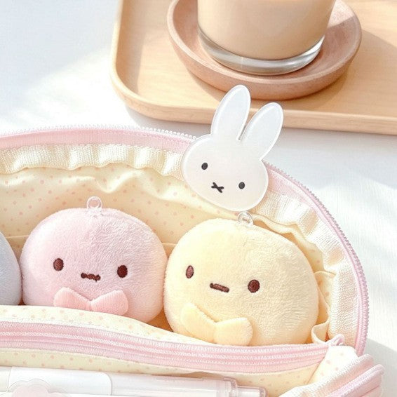 Cute Plush-Lined Zip Cosmetic Pouch with Bunny Charm Bowlift