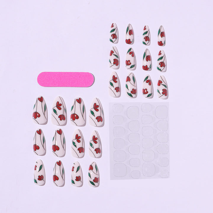 Nail art set with floral accents and glitter Bowlift