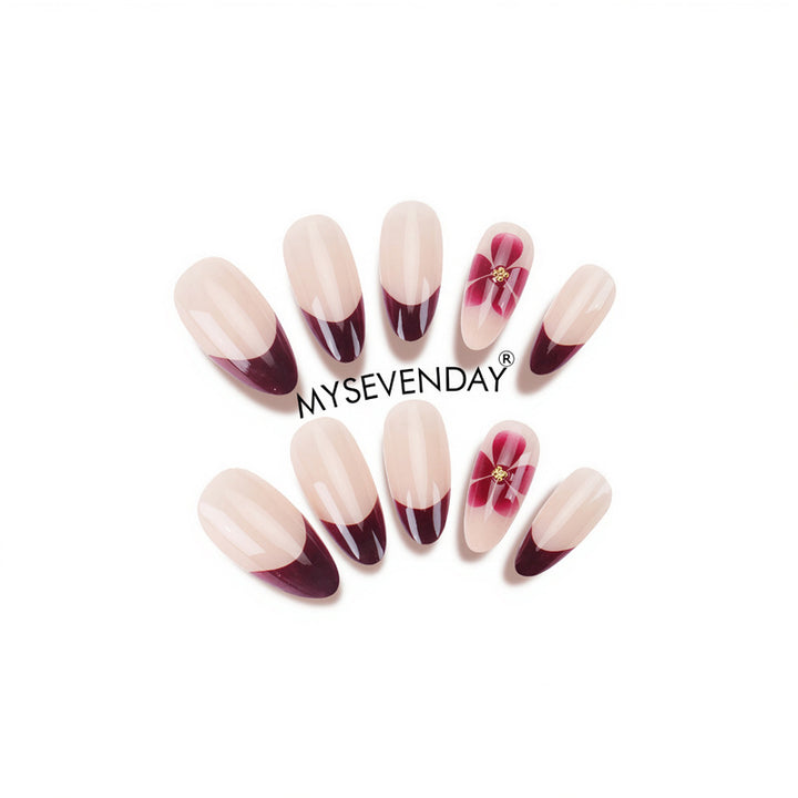 Elegant Floral Design Press-On Nails Bowlift