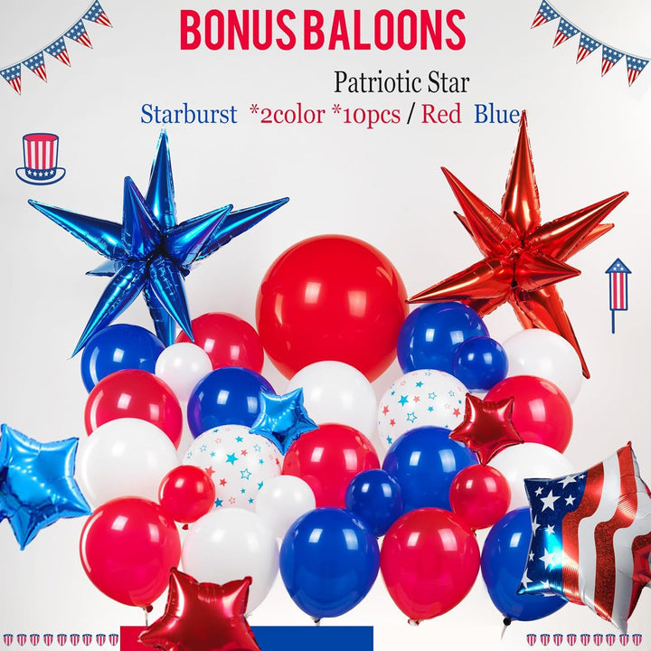 Unisex nano patriotic party decoration set with balloon arch, table decoration and tassel garland Bowlift