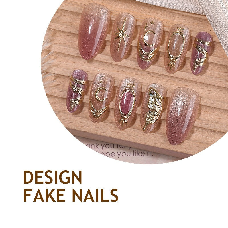Acrylic nail set with elegant glitter and flower appliqués Bowlift