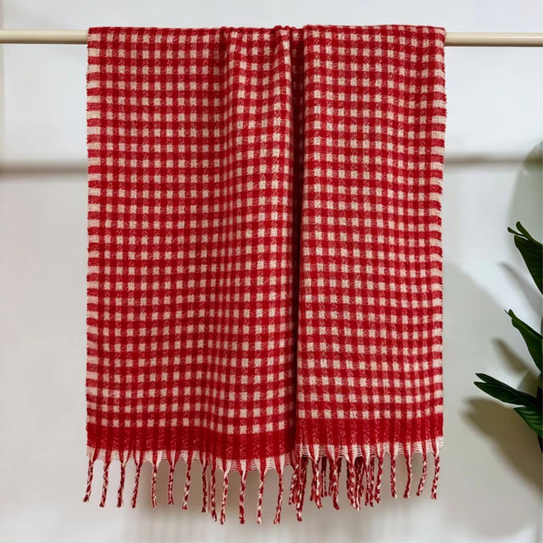 Checkered Fringe Scarf