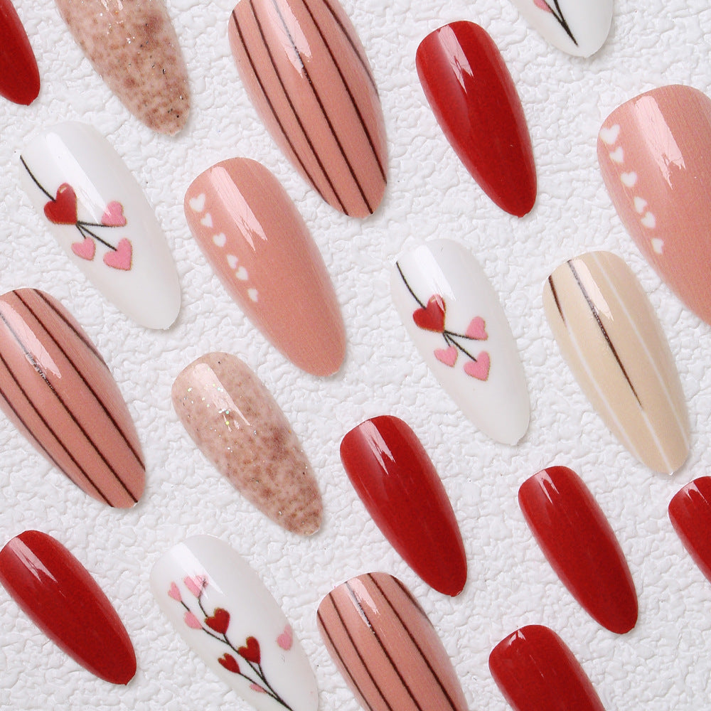 Artistic Heart-Designed Press-On Nails Bowlift