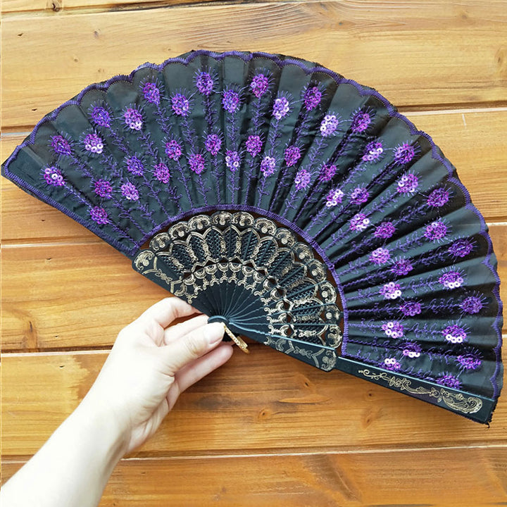 Ladies handcrafted fan with exquisite embroidery Bowlift
