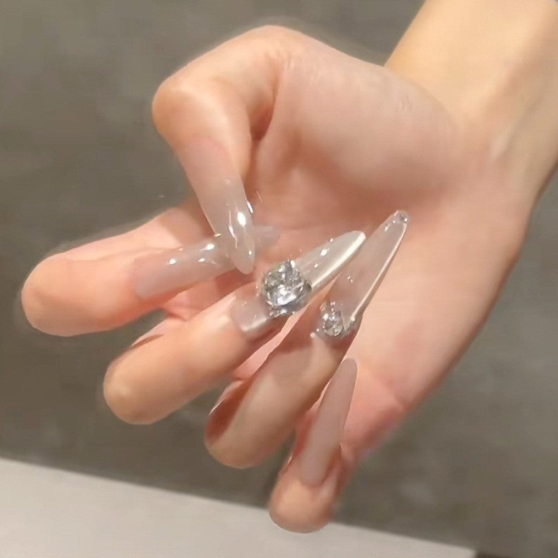 Artificial nail set with elegant tips and crystal accents Bowlift