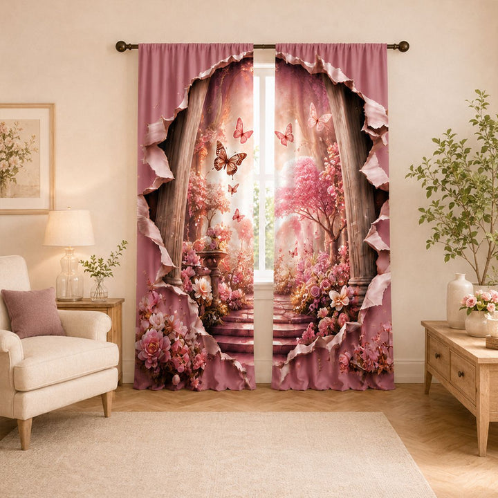 Floral Patterned Window Curtains