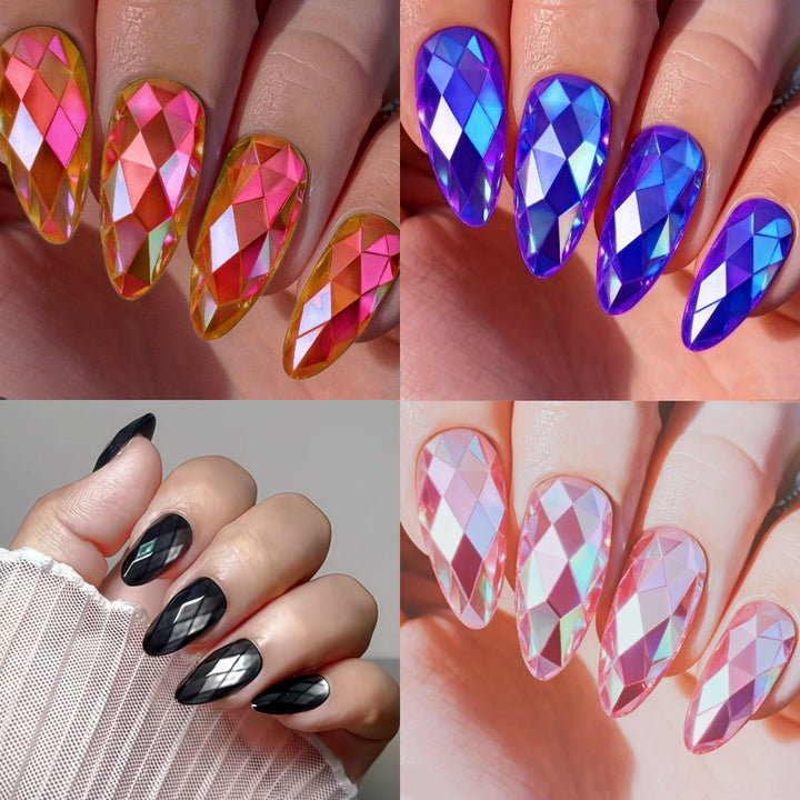 Artistic Press-On Nail Set with Geometric Design Bowlift