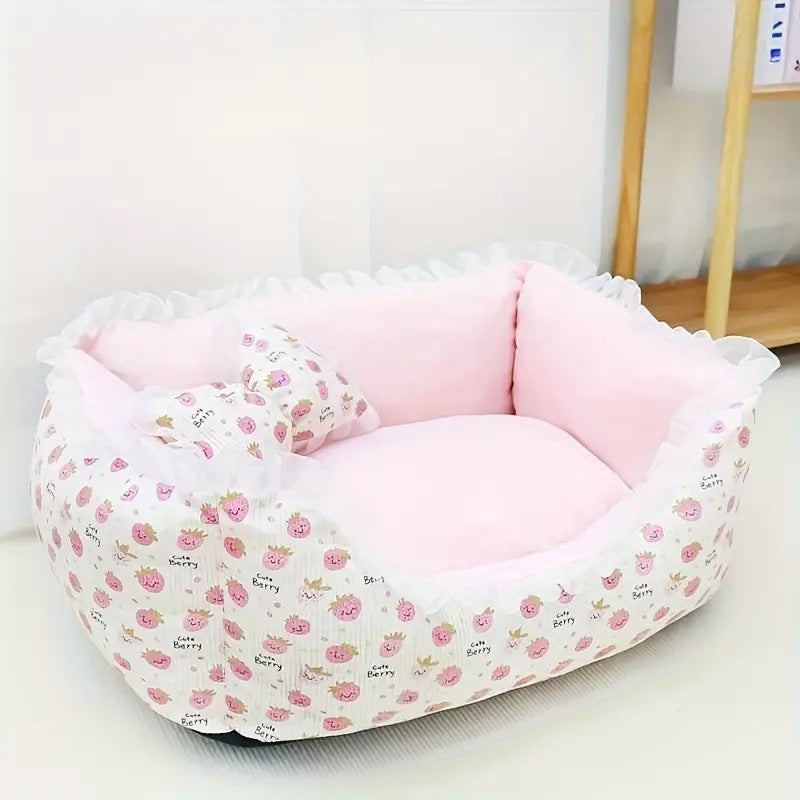 Deluxe Soft Dog Bed with Ruffled Edges