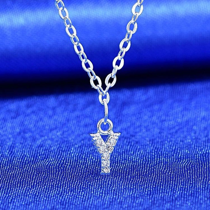 Dainty Pavé Cubic Zirconia Initial A Pendant Necklace Silver-Tone Chain Bowlift