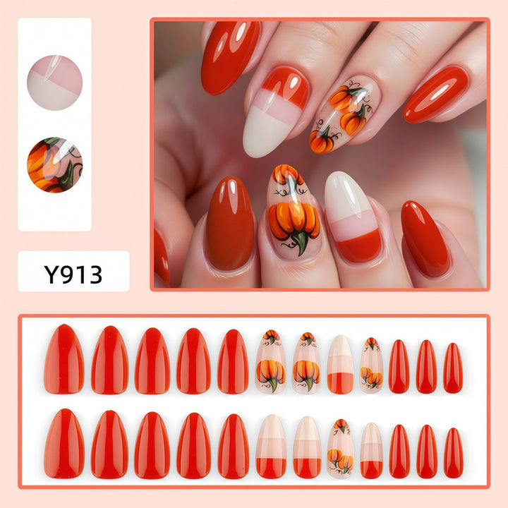 Artificial nails in autumn pumpkin design Bowlift