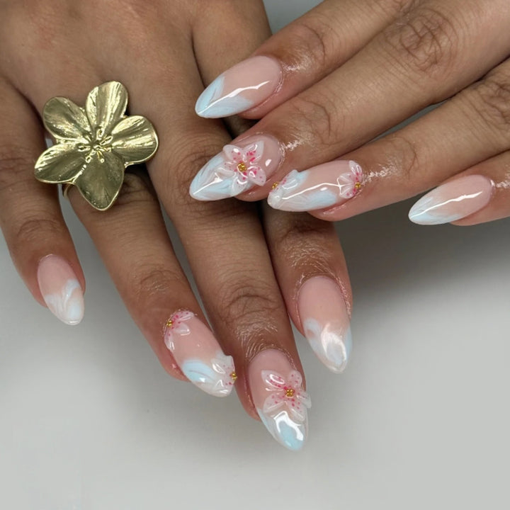 Artful Nail Art with Floral Accents Bowlift