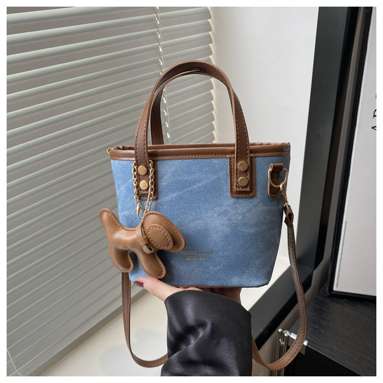 Playful Denim Mini Handheld Tote Bag Bowlift