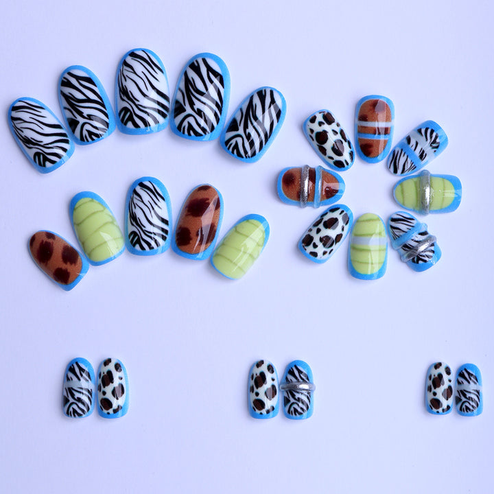 Creative art stick-on nails with modern animal motifs and colorful accents Bowlift