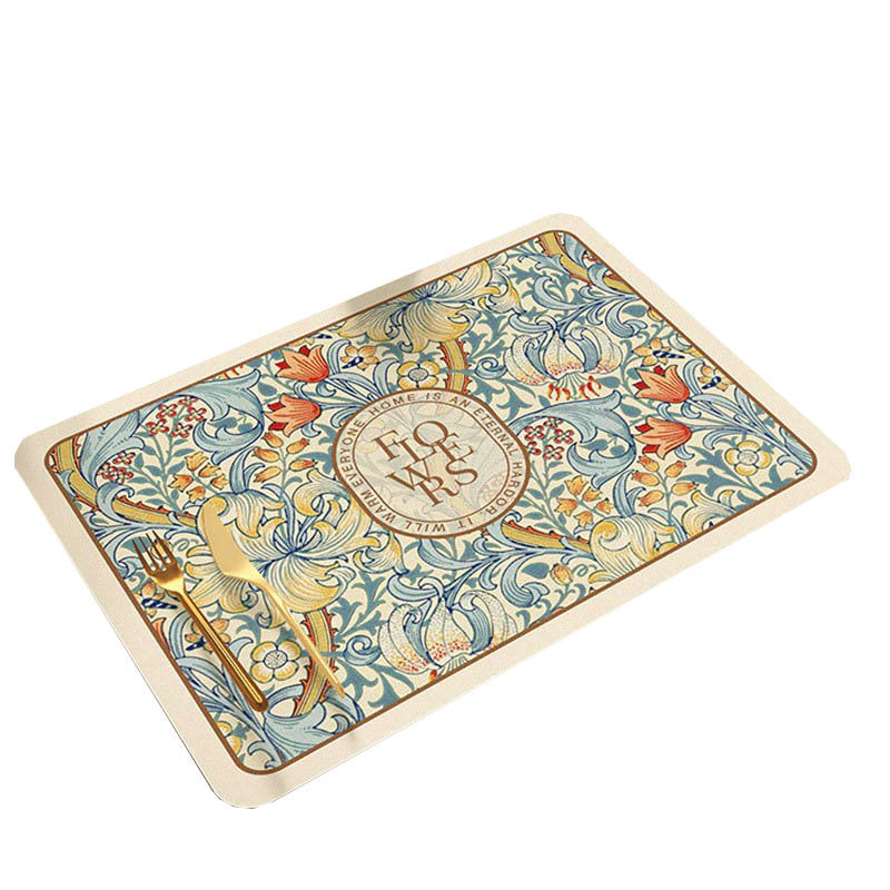 Floral Design Kitchen Mat Bowlift