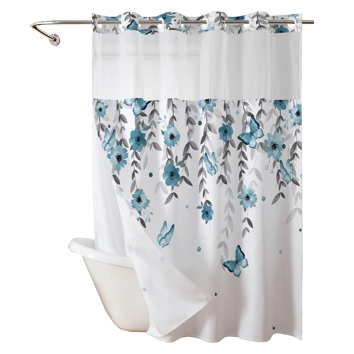 Floral Butterfly Shower Curtain Bowlift