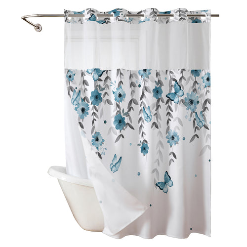 Floral Butterfly Shower Curtain Bowlift