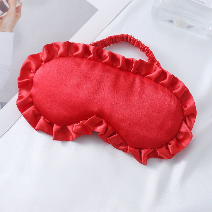 Women's nan satin-gloss eye mask with ergonomic contour, frilled ruffle edge, and gentle padding Bowlift