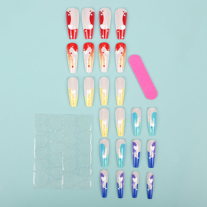 Acrylic Nail Set with Colorful and Creative Designs Bowlift