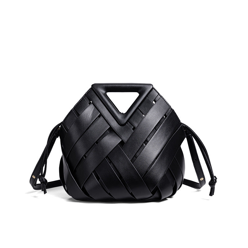 Woven Leather Handbag Bowlift