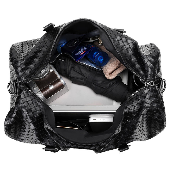 Woven Leather Travel Duffle Bag Bowlift