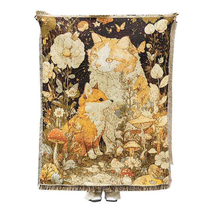 Artistic Cat-Themed Cozy Throw Blanket