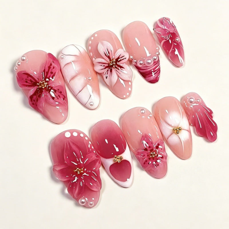 Detailed Floral Design Press-On Nails Bowlift