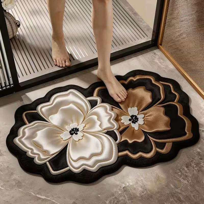 Elegant Floral Design Bath Mat