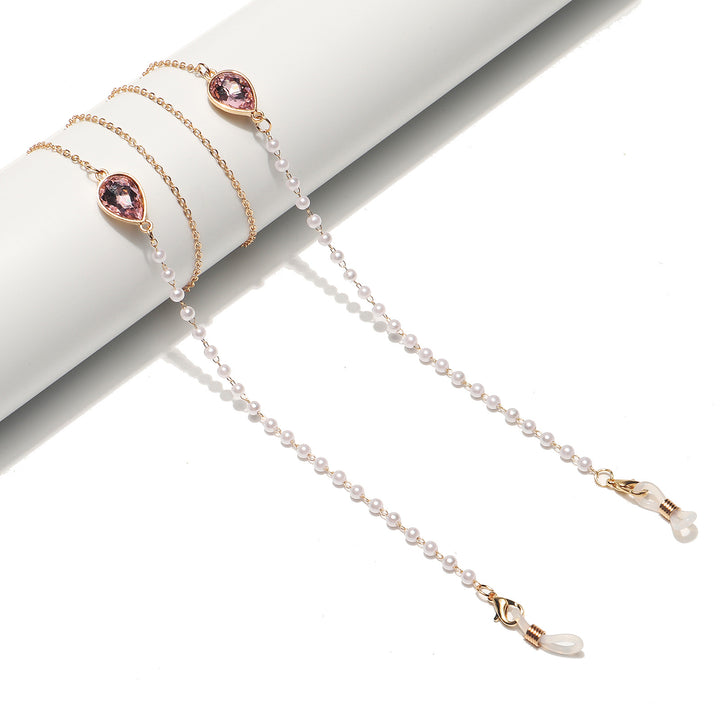 Elegant Pearl and Crystal Eyewear Chain Bowlift