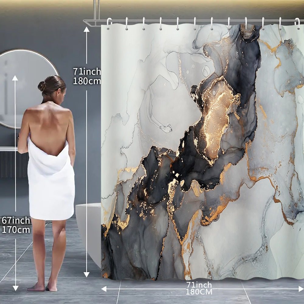 Artistic Marble Design Shower Curtain Bowlift