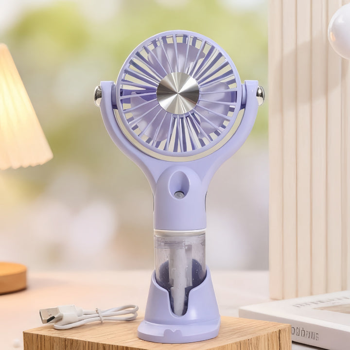 Women Portable Spray Fan with USB Charging Function and Ergonomic Handle Bowlift