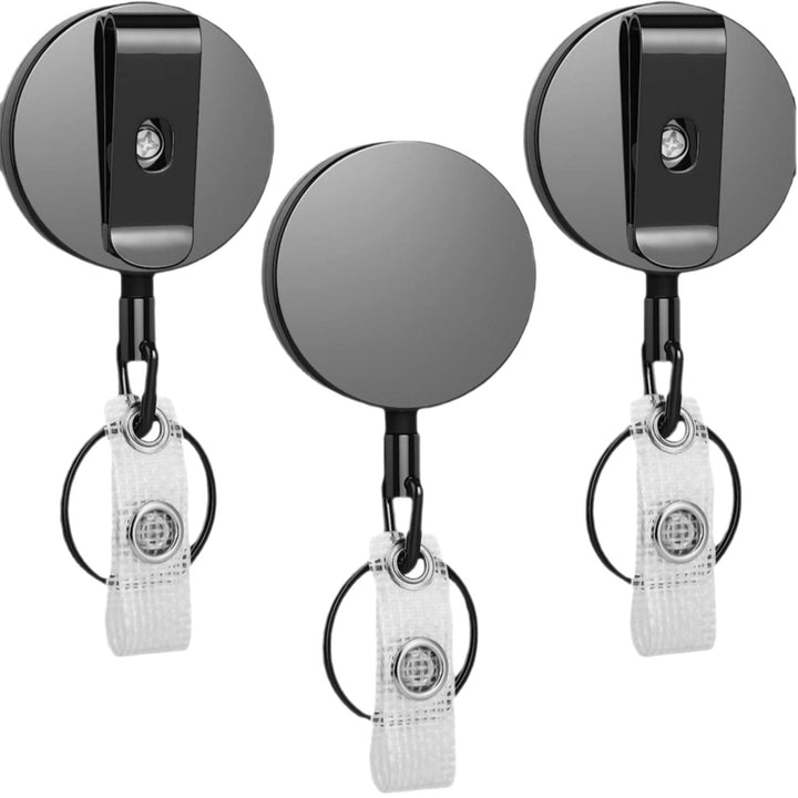 Retractable Metal Clip ID Badge Reel and Clear Card Holder Set Bowlift