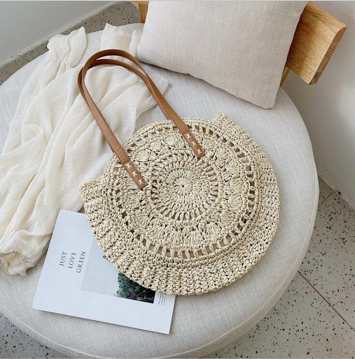 Handmade Round Bag Made of Natural Bast Bowlift