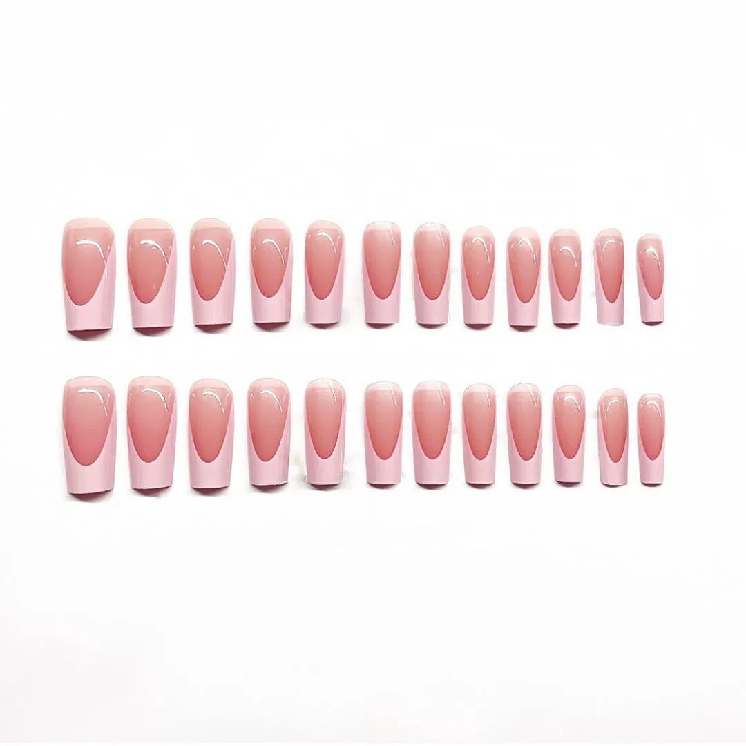 Elegant French Tip Press-On Nail Set Bowlift