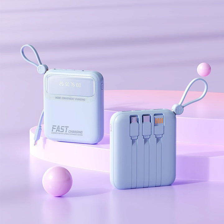 Portable power bank with integrated cables and multifunctional charging port Bowlift
