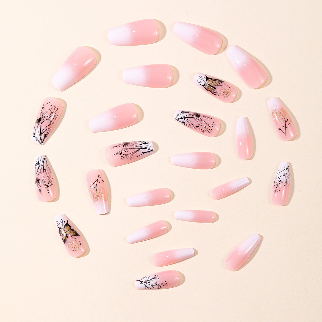 Elegant Floral Butterfly Nail Art Extensions Bowlift