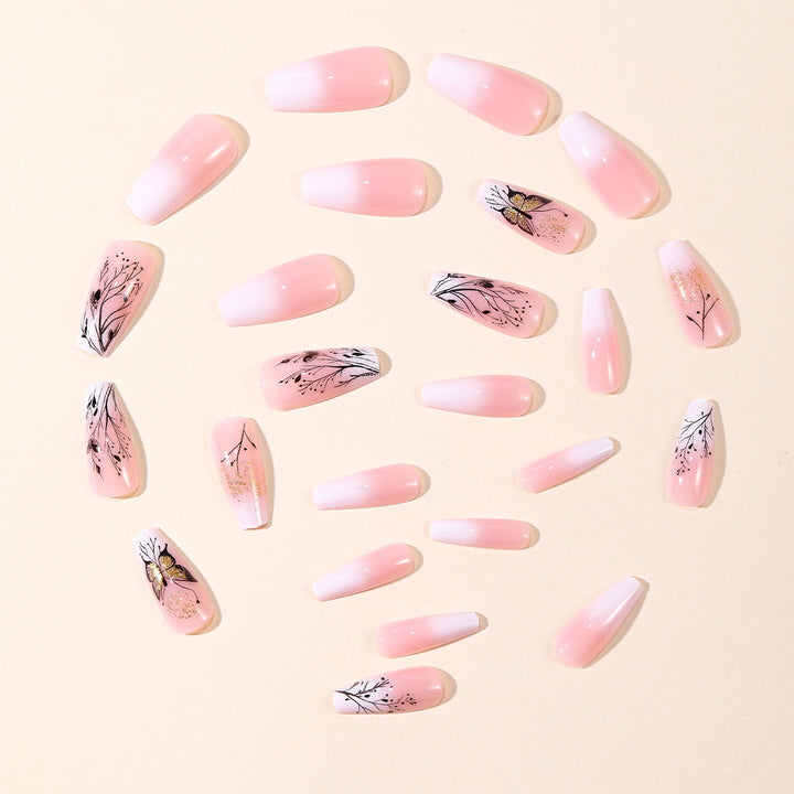 Elegant Floral Butterfly Nail Art Extensions Bowlift