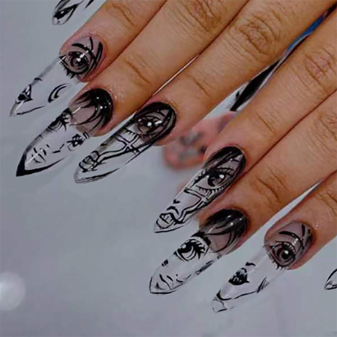 Artistic Long Stiletto Press-On Nails Bowlift