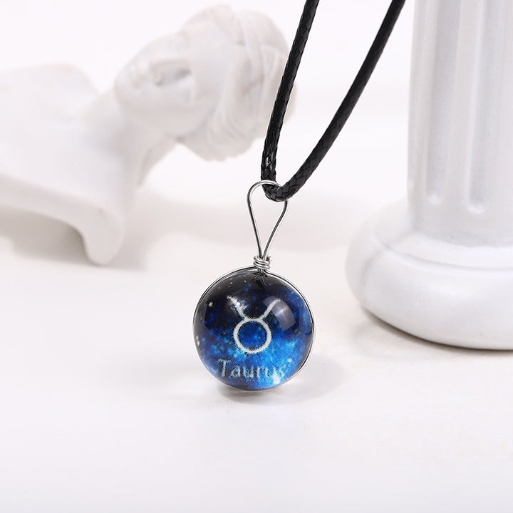 Zodiac Glass Dome Pendant Necklace on Braided Cord Bowlift