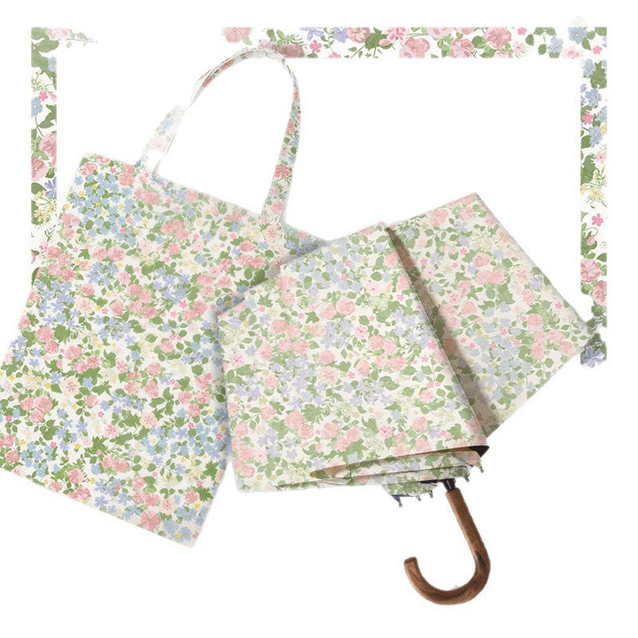 Women Folding Umbrella with Exquisite Floral Design Bowlift