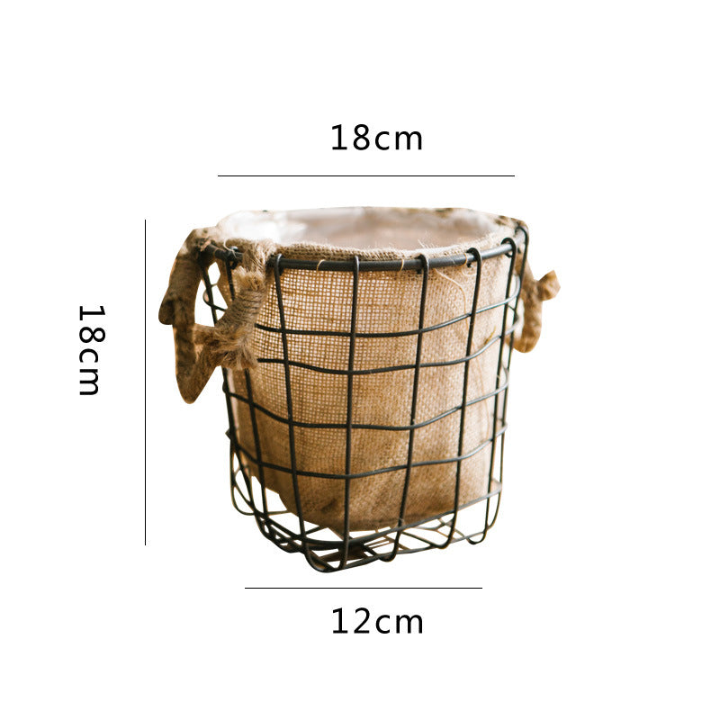 Decorative storage basket made of wire and linen Bowlift