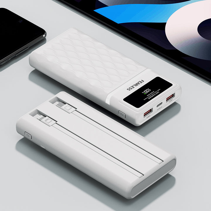 Multifunctional power bank with digital charging indicators and integrated cables Bowlift