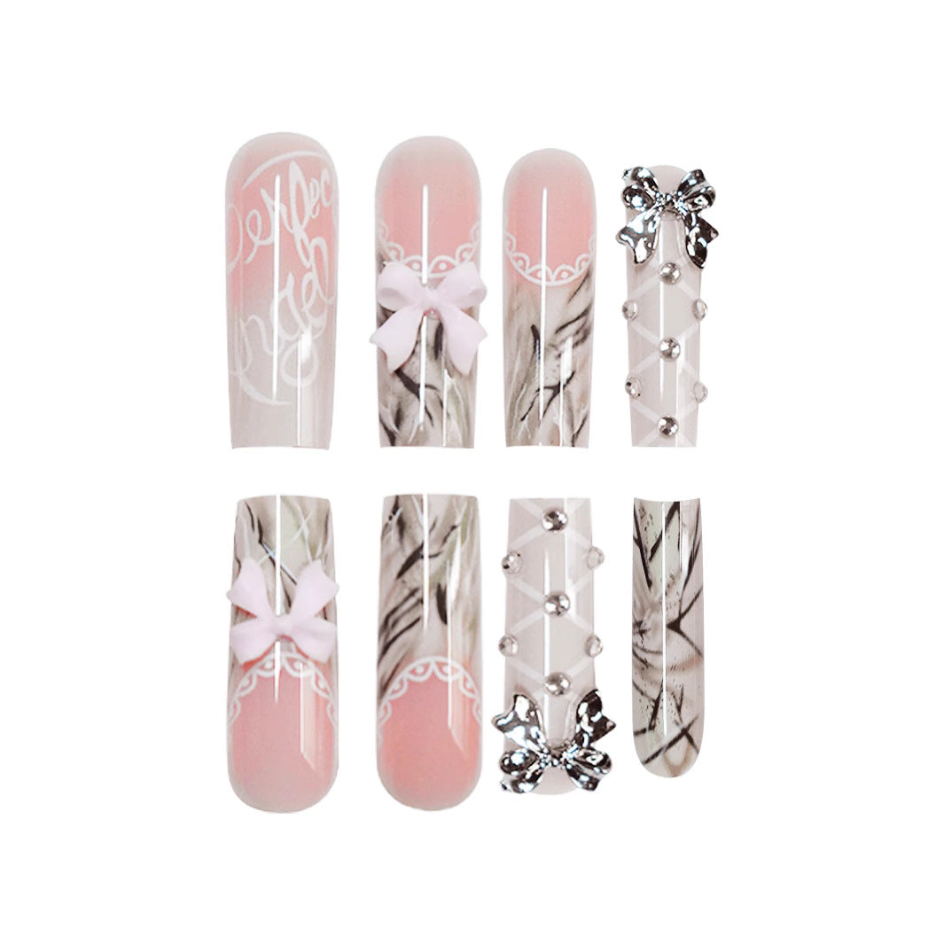Elegant Decorative Press-On Nail Art Bowlift