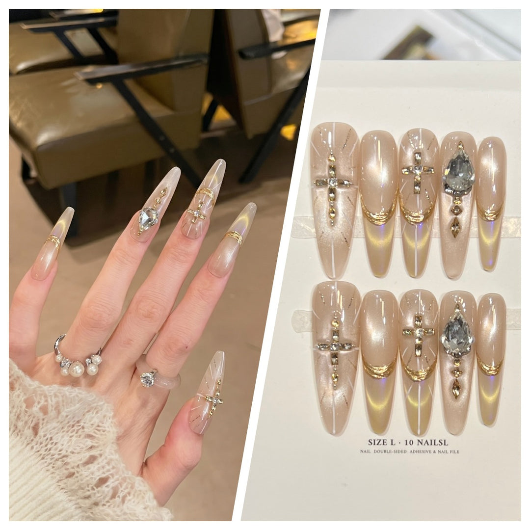 Artistic Stiletto Press-On Nail Set with Charming Patterns Bowlift